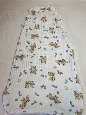 0-6M White Leopard Muslin Baby Sleep Sack, 0.7 TOG